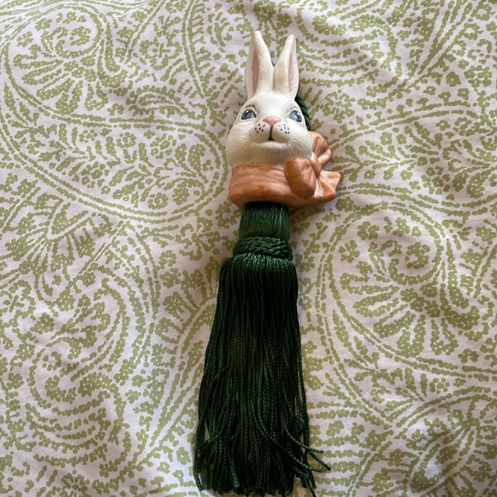 Porcelain rabbit bunny Christmas ornament